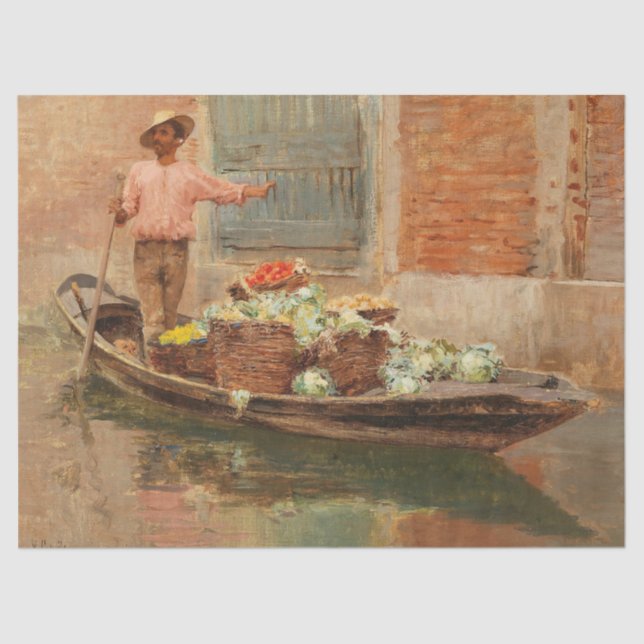 Gemüsehändler in Venedig (von Vincenzo Caprile) Seidenpapier (Vorderseite)