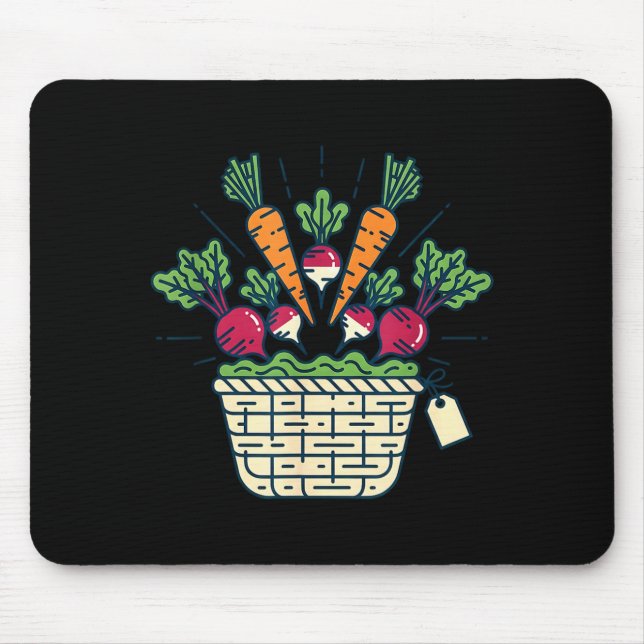 Gemüsekorb vom Bauernmarkt Karotten Rüben  Mousepad (Vorne)