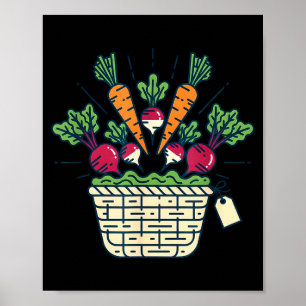 Gemüsekorb vom Bauernmarkt Karotten Rüben Poster