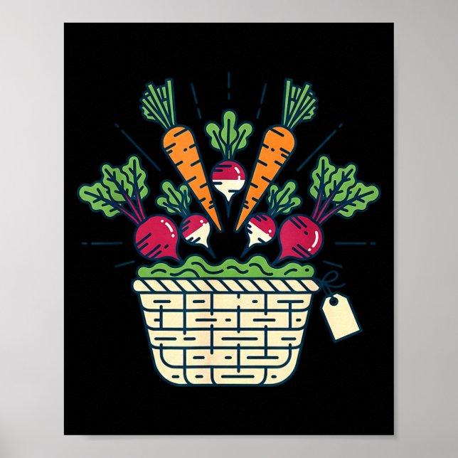 Gemüsekorb vom Bauernmarkt Karotten Rüben  Poster (Vorne)