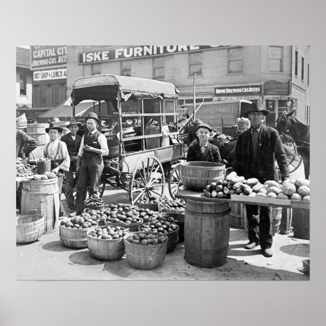 Gemüsemarkt, 1908. Vintages Foto Poster (Vorne)