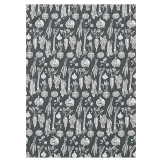 Gemüsemarkt des Bauern in schwarz Gunmetal Tischdecke (Vorderseite)