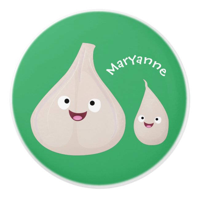 Gemüsemodelle für niedlichen Knoblauch-Cartoon Keramikknauf (Vorderseite)