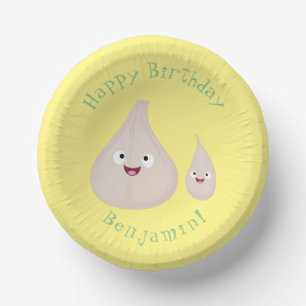 Gemüsemodelle für niedlichen Knoblauch-Cartoon Pappteller