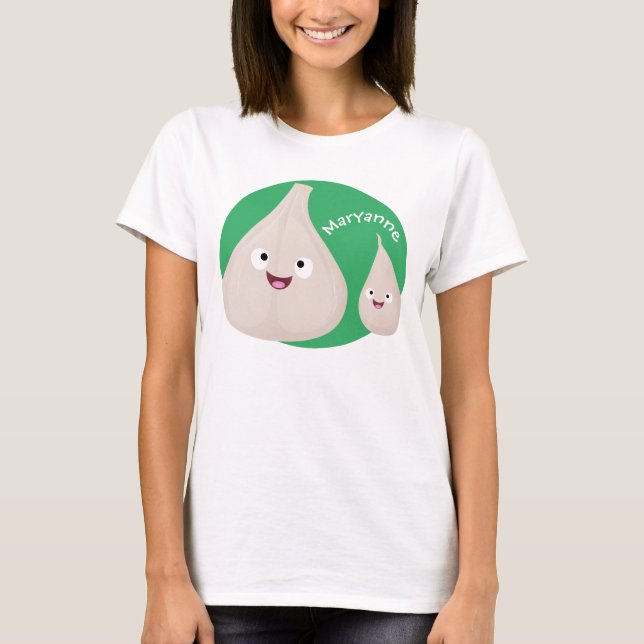 Gemüsemodelle für niedlichen Knoblauch-Cartoon T-Shirt (Vorderseite)