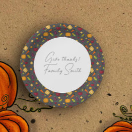 Gemüsemuster Grauer Erntedank Pappteller