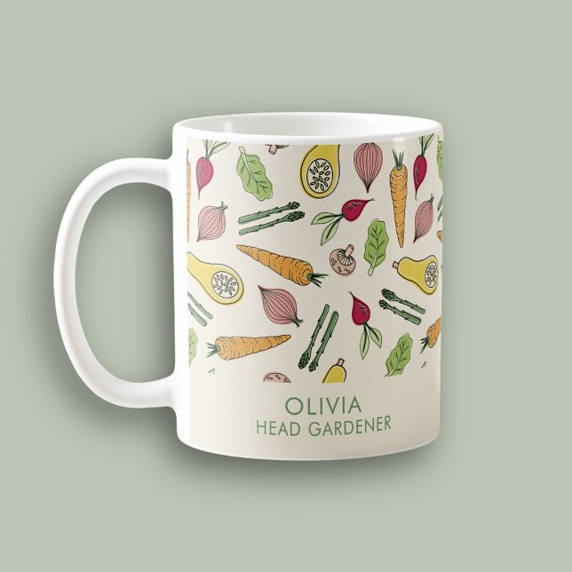 Gemüsepflaster in heimischer Landwirtschaft Kaffeetasse (Farmers Market Garden Vegetable Patch Head Gardeners Coffee Mug.  Personalize with your own text.)