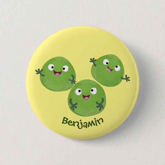 Gemüsesorten von Funny Brussels Cartoon Button (Vorderseite)