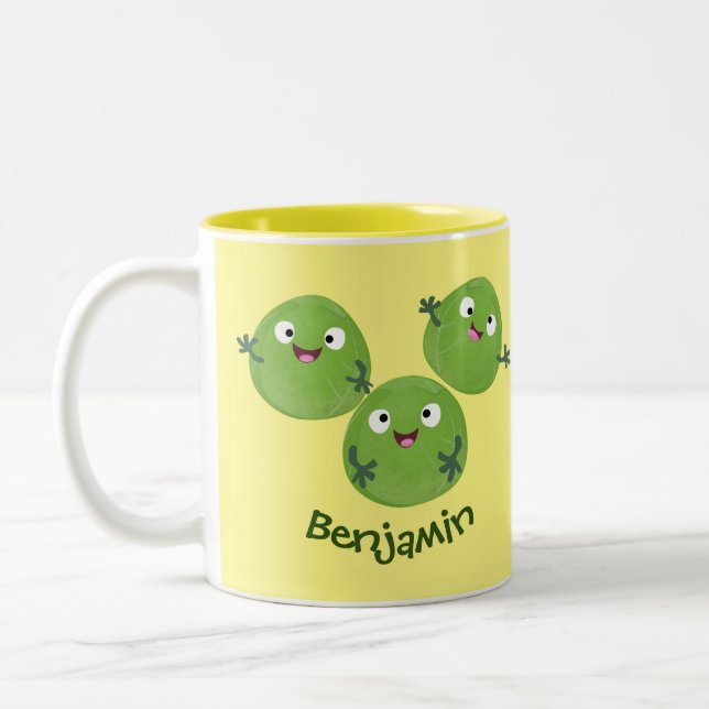Gemüsesorten von Funny Brussels Cartoon Zweifarbige Tasse (Links)