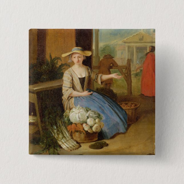Gemüseverkäufer, Covent Garten, c.1726 (Öl auf PA Button (Vorderseite)
