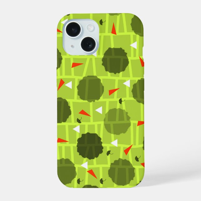 Gemustert grün iPhone 15 hülle (Rückseite)
