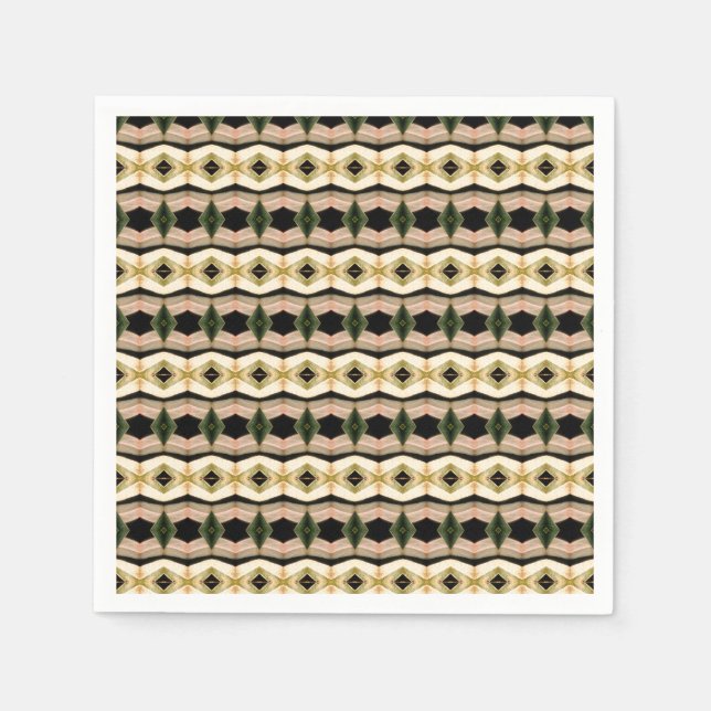 Gemustert Pink Black und Taupe Designer Serviette (Vorderseite)