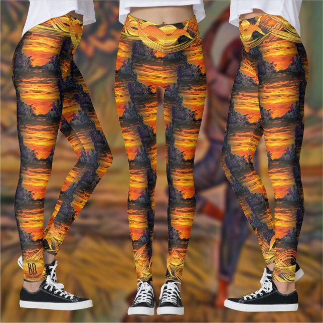 Gemustert Sunset Plaza Marina 2584 Leggings (Von Creator hochgeladen)