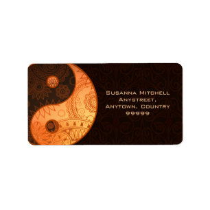 Gemustert Yin Yang Gold Adressaufkleber
