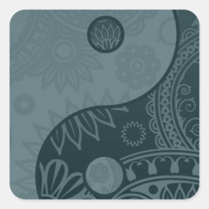 Gemustert Yin Yang Slate Blue Quadratischer Aufkleber