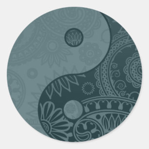 Gemustert Yin Yang Slate Blue Runder Aufkleber