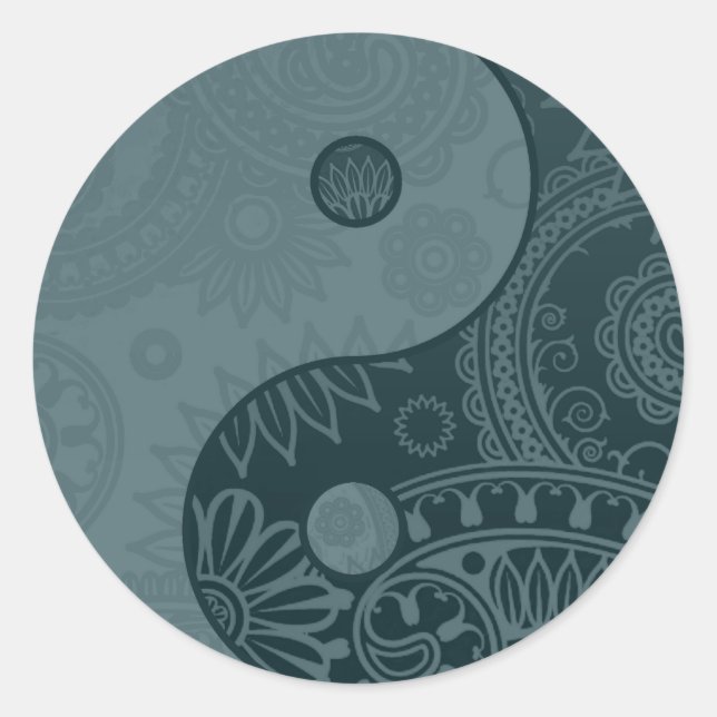 Gemustert Yin Yang Slate Blue Runder Aufkleber (Vorderseite)
