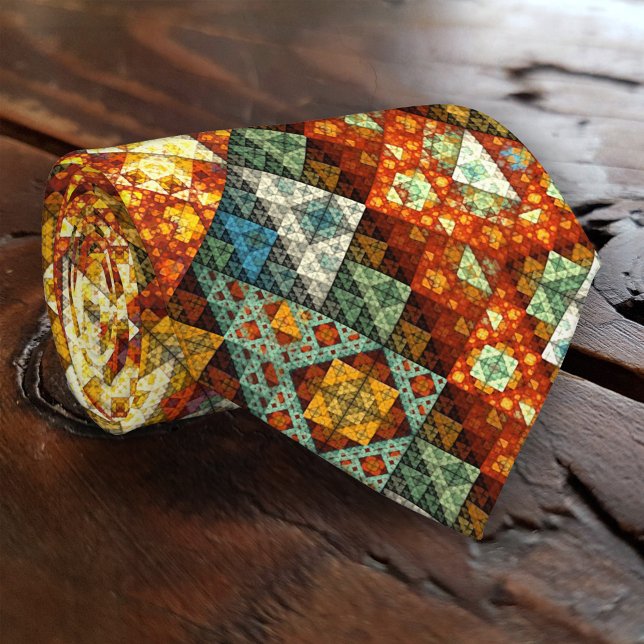 Gemusterte ägyptische Krawatte (Tie with an Egyptian style abstract fractal pattern. Original fractal art by Anne Vis)