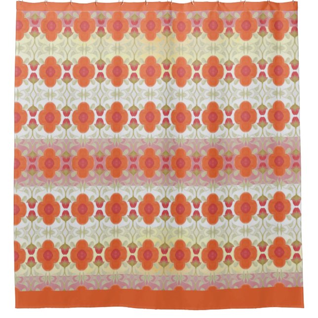 Gemusterte Aquarellblume Duschvorhang (Vorderseite)