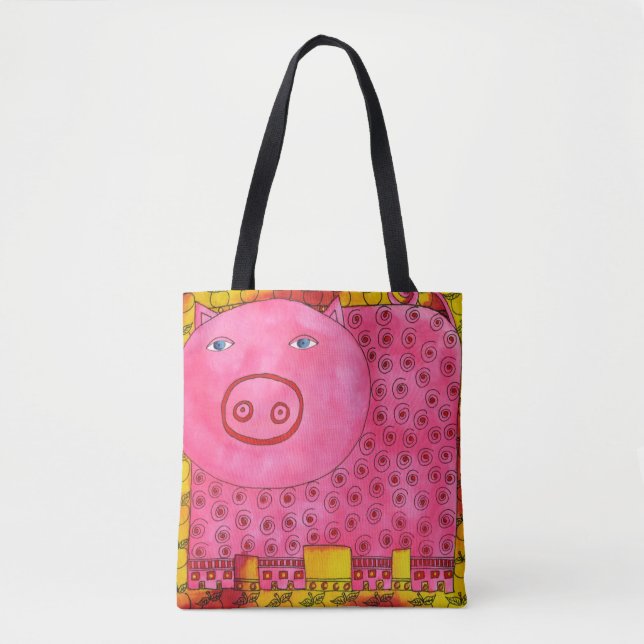 Gemusterte Aquarellfarbe Pig (Vorderseite)
