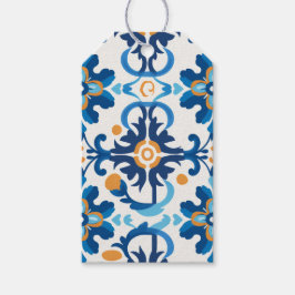 Gemusterte Blue & Brown-Grußkarte Geschenkanhänger