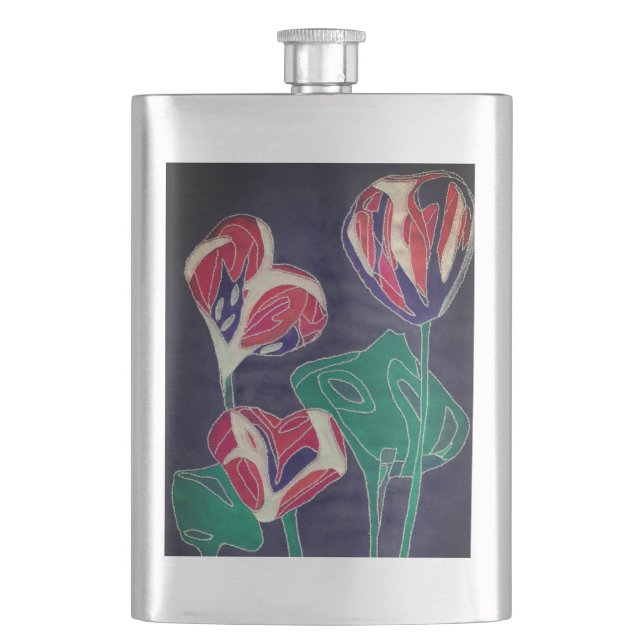 Gemusterte Blume Flachmann (Vorderseite)