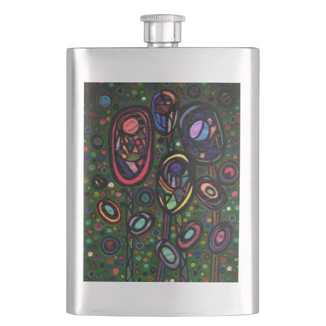 Gemusterte Blume Flachmann (Vorderseite)