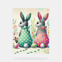 Gemusterte Bunnies und festes Charme-Poster Acrylschild