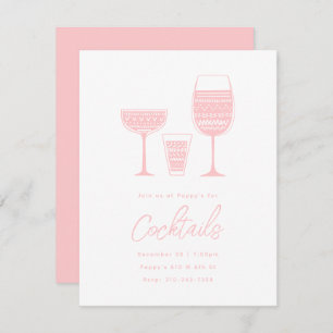 Gemusterte Cocktails Rosa Cocktail Party Einladung