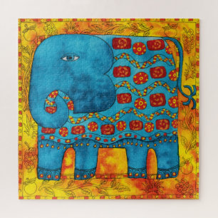 Gemusterte Elephant Watercolor-Illustration Puzzle