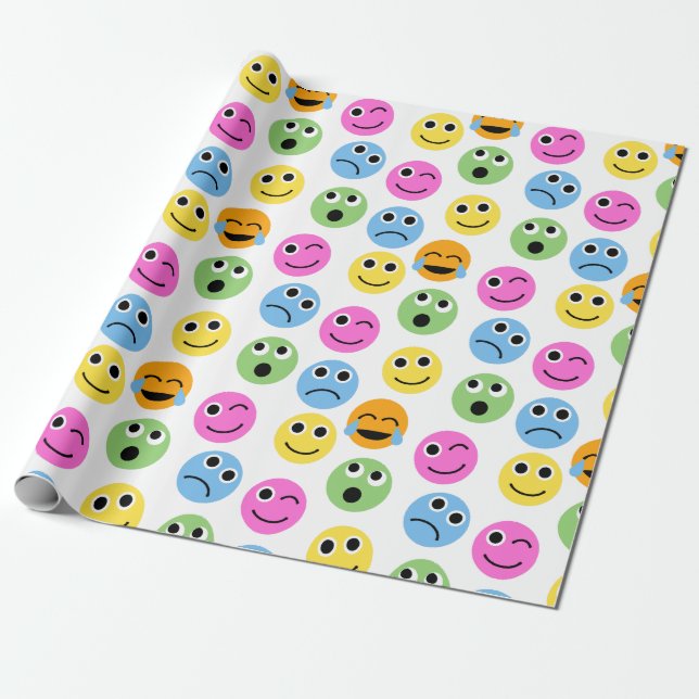 Gemusterte Emojis Emoticon Geschenkpapier (Ungerollt)
