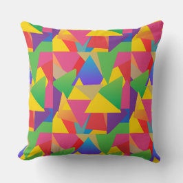 Gemusterte, farbenfrohe, lebendige Dreiecke Kissen