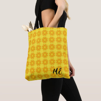 gemusterte, hellgelbe Totttasche