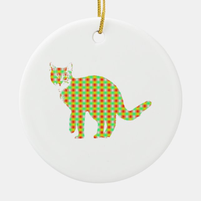 Gemusterte Katze Keramik Ornament (Vorne)