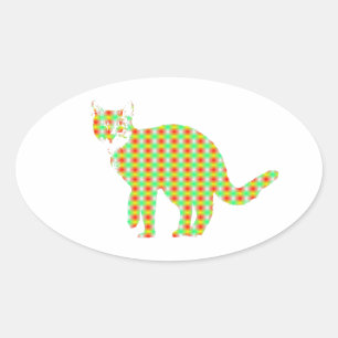 Gemusterte Katze Ovaler Aufkleber