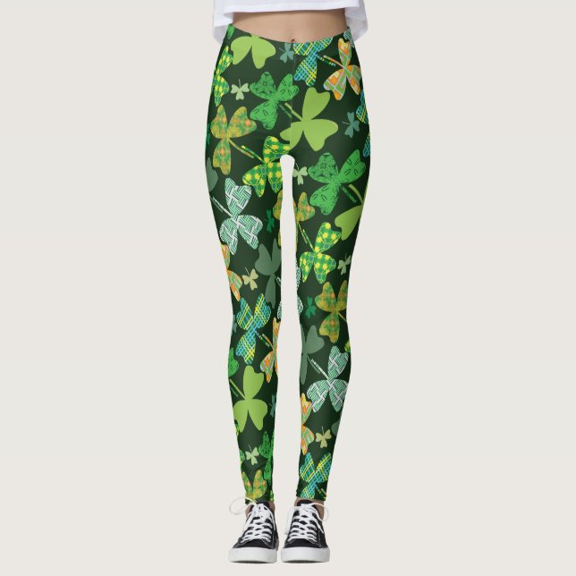 Gemusterte Kleeblätter Leggings (Vorderseite)