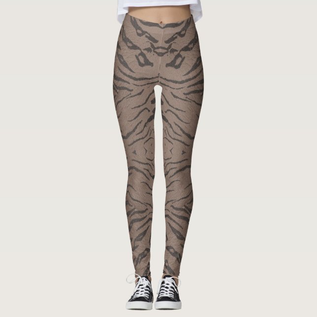 Gemusterte Leggings aus Brauner-nahtloser Tiger (Vorderseite)