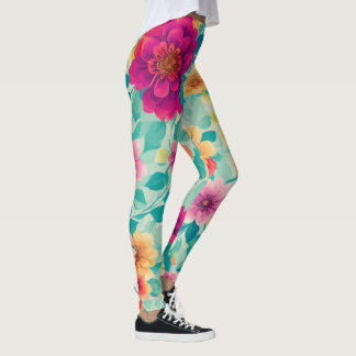 Gemusterte Leggings mit Blumenbezug