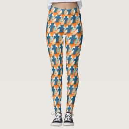 Gemusterte Leggings mit verschlungenen Fuchsfarben