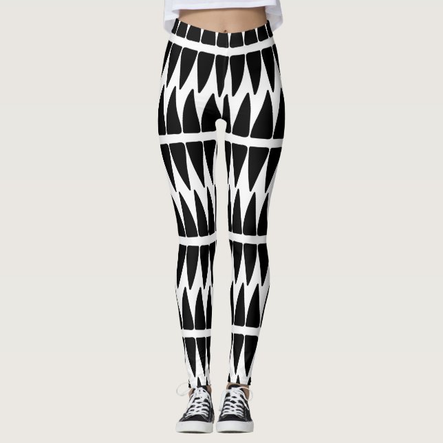 Gemusterte Leggings Schwarz/Weiß (Vorderseite)