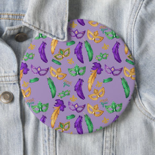 Gemusterte Mardi Gras Button