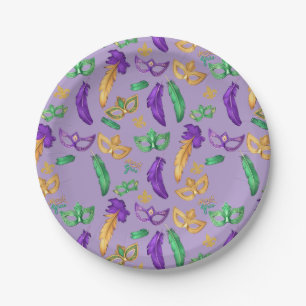 Gemusterte Mardi Gras Pappteller