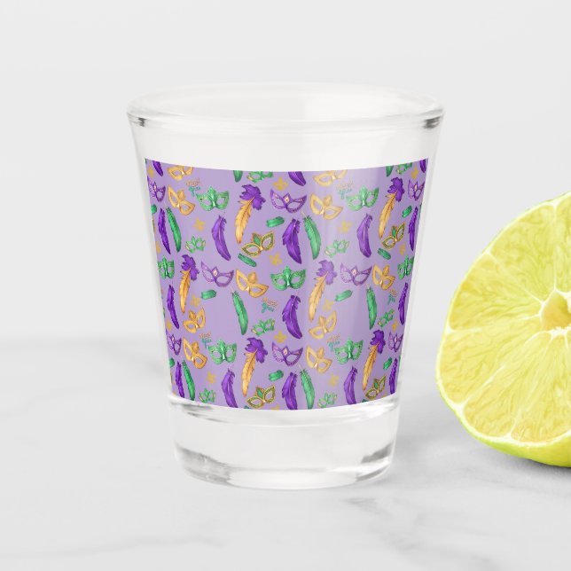 Gemusterte Mardi Gras Schnapsglas (Vorderseite)