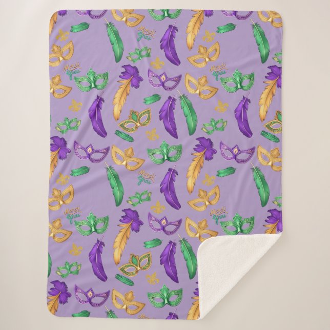 Gemusterte Mardi Gras Sherpadecke (Vorderseite)