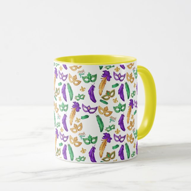 Gemusterte Mardi Gras Tasse (VorderseiteRechts)
