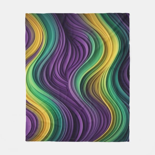 Gemusterte Mardi Gras Welle Fleecedecke (Vorderseite)