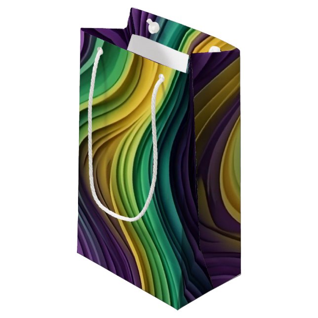 Gemusterte Mardi Gras Welle Kleine Geschenktüte (Vorderseite Schrägansicht)