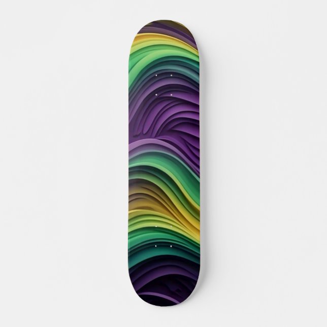 Gemusterte Mardi Gras Welle Skateboard (Vorne)