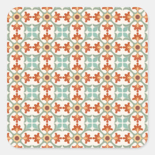 Gemusterte marokkanische Ziegel aus Rost und Gold Quadratischer Aufkleber