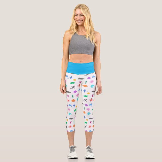 Gemusterte Meerestiere Capri Leggings (Vorderseite)